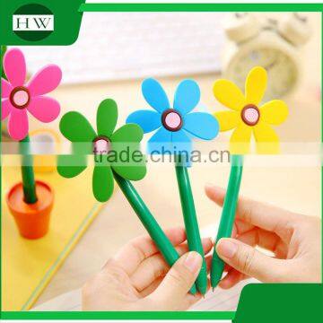 Promotional Wholesale Cheap Funny School Office Stationery Mini Cartoon Silicone Plastic Sun Flower Pot Roller Ball Point Pen photo-5