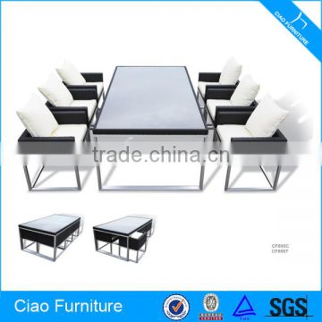 Wholesale wicker furniture 6 seater table and chairs