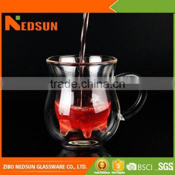 Hot sales double wall glass coffee cup