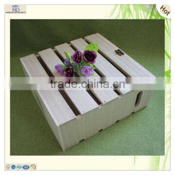 Manufacturer Plate Front Small Lid Standing Wooden Box
