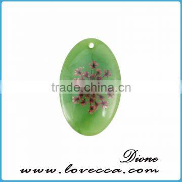 Round Shape Resin Cabochon Jewelry Pendant , Dried Flower Resin Cabochon , Clear Flat Resin Cabochon photo-5