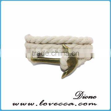 Customized Braided Leather Stainless Steel Hook Anchor Bracelet photo-5