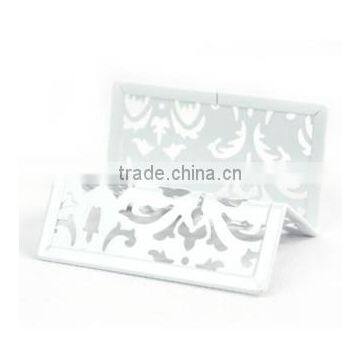 White Metal Punched Office Desk Name Card Holder photo-2