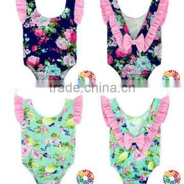 hot sale floral flutter sleeve baby romper