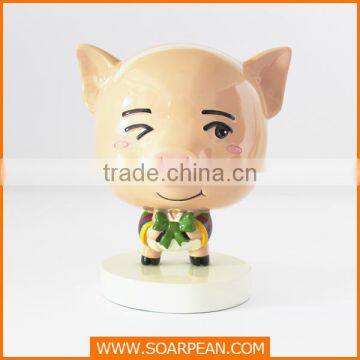 Customozed Fiberglass Vivid Cute Pig Cartoon Statue