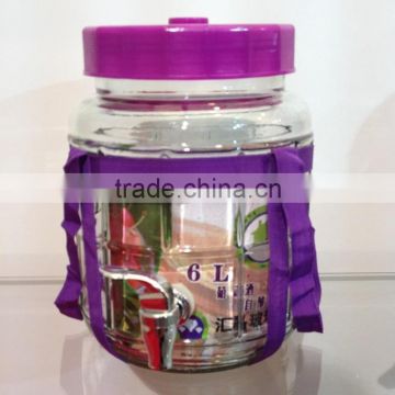 High quality clear glass container with tap