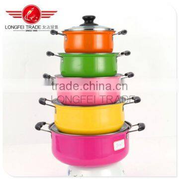 Best selling colorful16-24cm stainless steel Kitchen use cookware with glass cover/ cooking pot/ cassrole