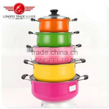 Best Selling Colorful16-24cm Stainless Steel Kitchen Use Cookware With Glass Cover/ Cooking Pot/ Cassrole
