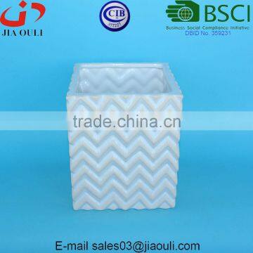 New Design Whitewash and Glazed Ceramic Planters Square Flower Pots photo-4