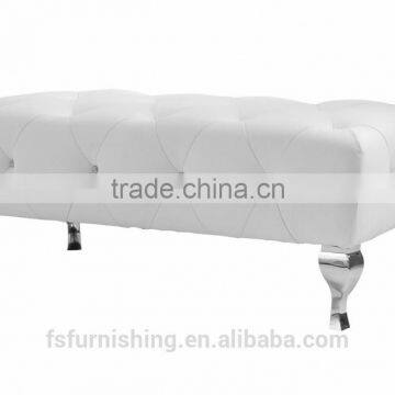 JR113-2 Modern contemporary white color genuine leather crystal tufted leisure chair bed end bench stool neoclassic no MOQ