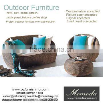 8065 Hot Sell Living Room Outdoor Resin Wicker Poly Rattan Garden Furniture Sectional Lounge Sofa