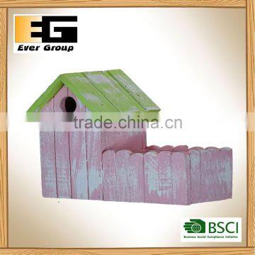 Cute house shaped wooden flower pots