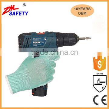 Cheap Grey Lightweight Palm Coated Safety PU Glove With 13Gauge Machine Knit Nylon Polyester Shell photo-4