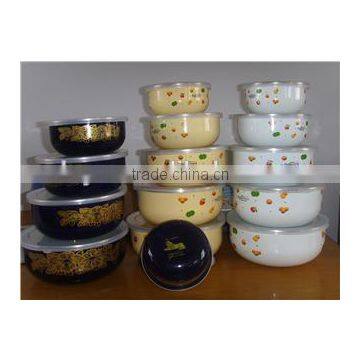 Enamel Storage Bowl Mixing Bowl Salad Bowl Food Container Enamel Bowl With PP Lid photo-5