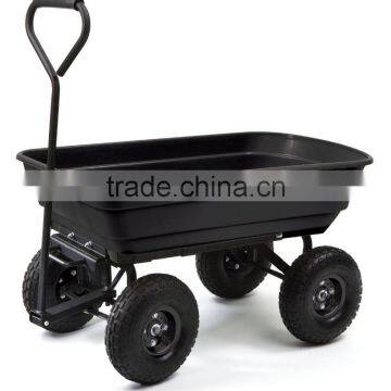 GDC-01 Steel Frame Pneumatic Tires 650 lb Capacity Black Poly Garden Dump Cart
