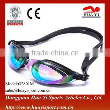 Mirror coated wholesales durable silicone swimming goggles