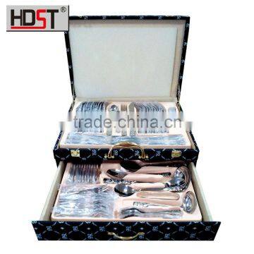 Fashion black leather suitcase New arrival 84pcs 18/8 stainless steel cutlery set wholesale alibaba china