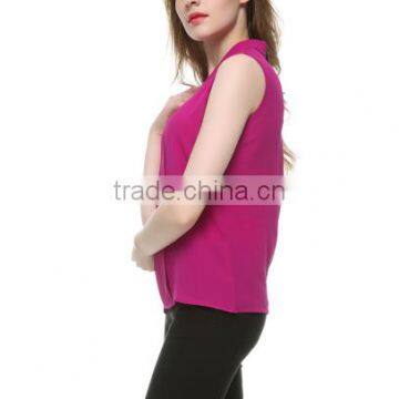 2016 Women V Neck 6 Colors Sleeveless Chiffon Blouses photo-3