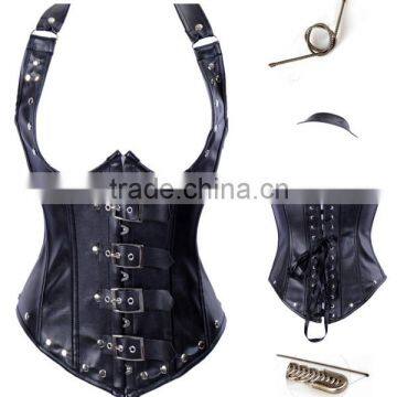 Plus Size Steel Boned Faux Leather Underbust Corset for Women