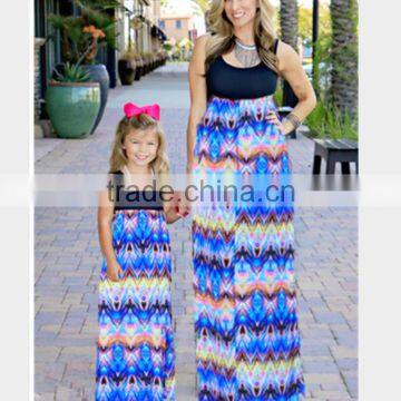 2017 Customized Plus size bohemian maxi dress for mommy and me