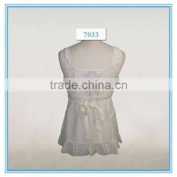 Summer Ladies White Lace Cotton Vest Maternity Clothing With Back Tie photo-3