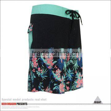 Custom Design Beachwear Mens Flower Print 4-way Stretch Board Shorts photo-4