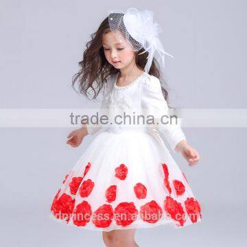 2017 Latest Dress Designs Photos Red Purple Flowers Embroidered Dress photo-2