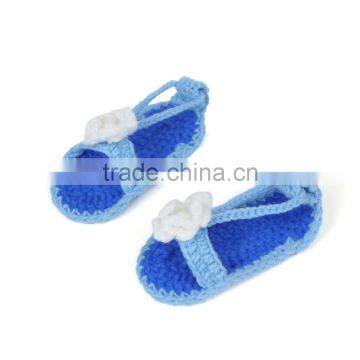Elegant Nice Design Hot Sales Girl Free Knitting Floral Pattern Sandal Crochet Baby Shoes photo-4