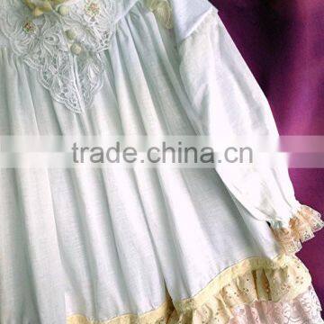 Girls Classic Long Sleeved Vintage Lace Embellished Nightgown Baby Kids Christmas Sleepwear 100% Cotton Lace Crochet Dress photo-4