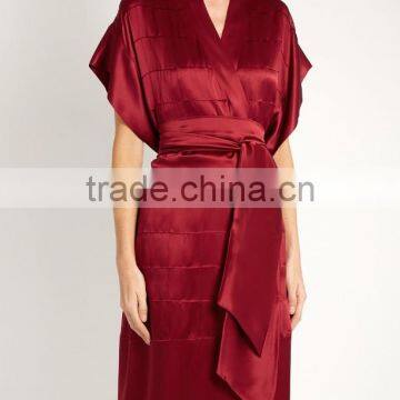 Customize ladies luxury silk robe, short sleeve dressing gown, wrapped robe, wedding robe, special bridemaids robe