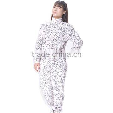 Women leopard printing fleece onesie,night dress