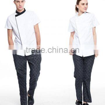 Juqian Traditional Fit White Short Sleeve Chef Coat Uniform/Knotted Cloth Buttons 100% Cotton Cook Uniform photo-2