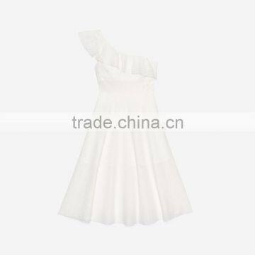 NEW DESIGN Ruffle at Sleeve and Neck Women Sexy Asymmetry Asymmetric Dress photo-6