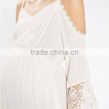 Summer Chic Lace Hemmed Hot Selling Cold Shoulder Dresses for Pregnant Women photo-2