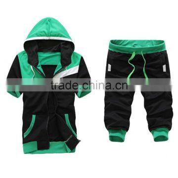 Custom Latest Design Men's Sports Set Hoodies Zipper Short Sleeve Tracksuits photo-5