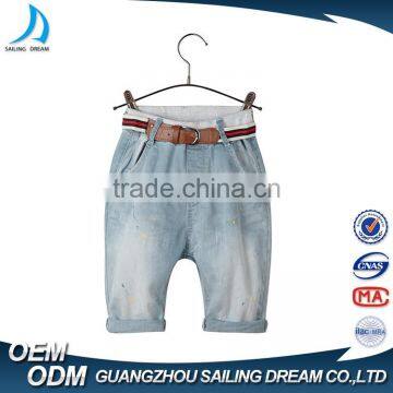 OEM service kids fashion jeans new style colorful printing boys pants jeans with belt