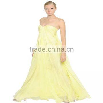 2016 Lastest straplessv-plunge neck wedding women dress ,crepe trail floor length ladies dress OEM