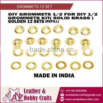 Golden Color 12 Set Grommets for Leather