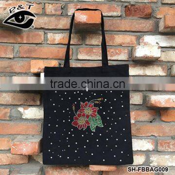 2017 Rhinestone Transfer Canvas Bag Cotton Canvas Shoulder Tote Shopping Bags With Logos photo-3