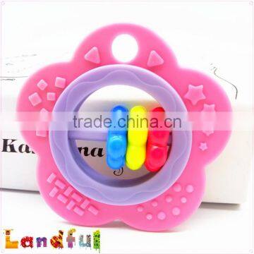 BPA Free EVA Baby Teething Rattle Toy Necklace Pandent Flower Teether