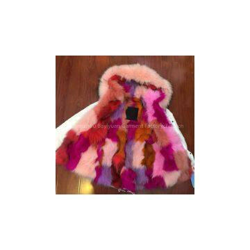 free shipping Orange fur jacket ,winter warm Mrs wolf fur inside ,big raccoon fur collar parka coats