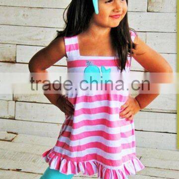 Conice Hot Sell Pink White Stripe Whale wholesale Boutique Outfit Clothing Set