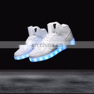 Latest design Hot sale high shoes for men PU+mesh light shoes Street dance luminous high top LED shoes sneakers for boys