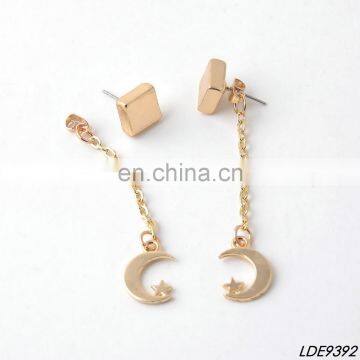 Star and Moon Studs Square Jakets Earring photo-2