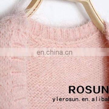 High Fashion Womens Clothing Pure Color Cardigan Hand Knitted Sweater photo-3