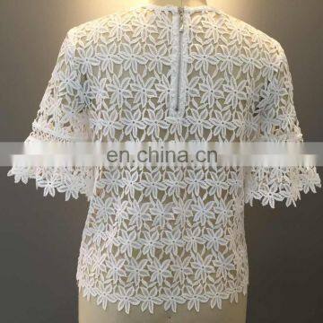 All Lace Back Zipper Half Sleeve Ladies Tops photo-2