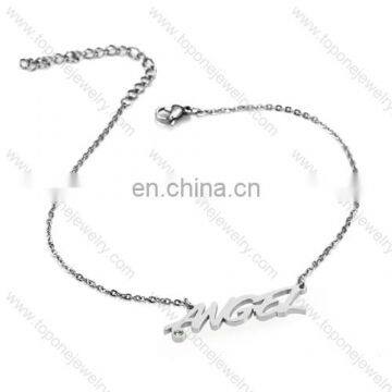 wholesale latest unique design jewelry stainless steel angel alphabet letter custom name bracelet