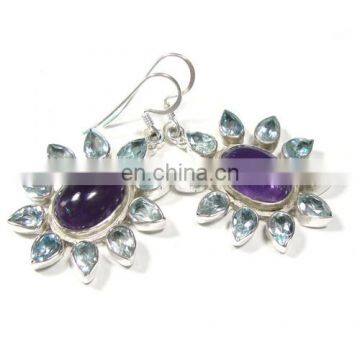 JewelryPalace Natural Gemstone Topaz Earrings Dangle Solid 925 Sterling Silver Jewelry for Women