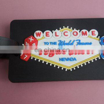 Las Vegas Embossed Black Soft PVC Luggage Tag Travel Gifts