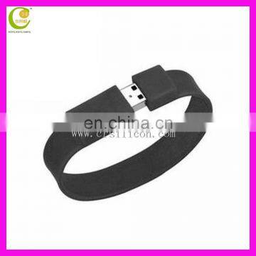 Black Debossed Silicone Wirstband With USB, Cheap Custom Promotion Funny USB Silicone Wristband